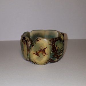 Teal and Brown Chunky Stretch Bracelet